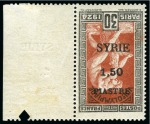 SYRIA: 1924 Olympic "SYRIE" surcharge 50c on 10c, 1pi25 on 25c and 1pi50 on 30c mint with INVERTED OVERPRINTS