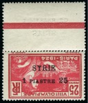 Stamp of Olympics » 1924 Paris » 1924 Olympic Issues of Other Countries SYRIA: 1924 Olympic "SYRIE" surcharge 50c on 10c, 1pi25 on 25c and 1pi50 on 30c mint with INVERTED OVERPRINTS