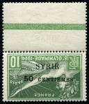 Stamp of Olympics » 1924 Paris » 1924 Olympic Issues of Other Countries SYRIA: 1924 Olympic "SYRIE" surcharge 50c on 10c, 1pi25 on 25c and 1pi50 on 30c mint with INVERTED OVERPRINTS