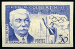 Stamp of Olympics » Pierre de Coubertin and the IOC FRANCE: 1956 30f Pierre de Coubertin imperf colour trials (2)