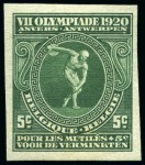 1920 Olympics IMPERFORATE set of 3 mint hr