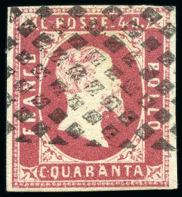 1851 40c rose, large margins, used by neat grid, very