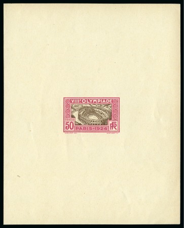 Stamp of Olympics » 1924 Paris » Essays and Proofs 1924 50c Olympics unissued design die proof in rose-carmine and dark brown