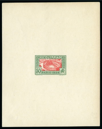 Stamp of Olympics » 1924 Paris » Essays and Proofs 1924 50c Olympics unissued design die proof in green and carmine