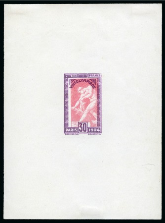 Stamp of Olympics » 1924 Paris » Essays and Proofs 1924 30c Olympics die proof in purple and rose on gummed paper