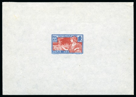 Stamp of Olympics » 1924 Paris » Essays and Proofs 1924 25c Olympics die proof in red and blue