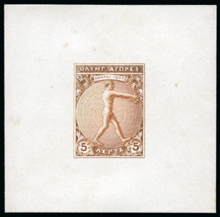 Stamp of Olympics » 1906 Athens 1906 5l Die proof from the original die on card in light brown