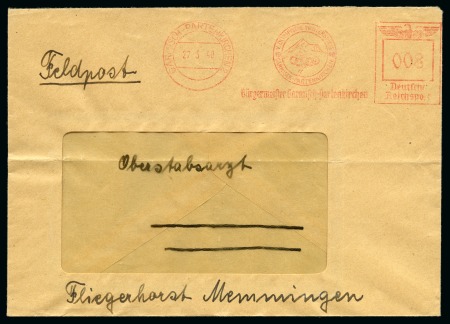 Stamp of Olympics » 1940 Garmisch-Parternkirchen (Cancelled) 1940 Garmisch-Partenkirchen meter mark on envelope