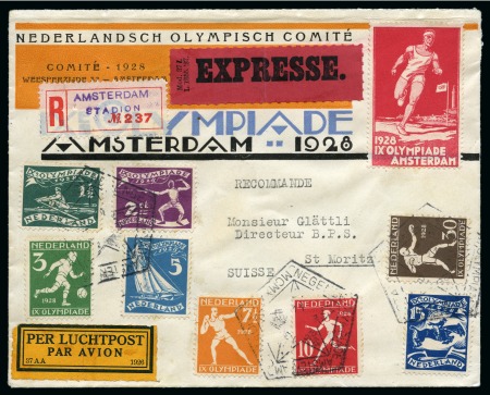 1928 Amsterdam Organising Committee envelope with complete Olympic set