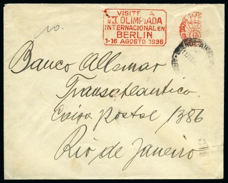 Stamp of Olympics » 1936 Berlin » Special Postmarks 1936 "Visite la XI Olimpiada Internacional en Berlin" slogan meter mark from Argentina