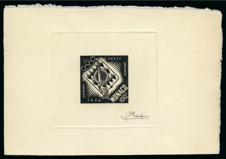 MONACO: 1952 Helsinki collection of individual die proofs and colour trials