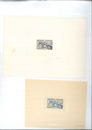 FRANCE: 1952 Helsinki collection of individual die proofs (32) and colour trials (60+)