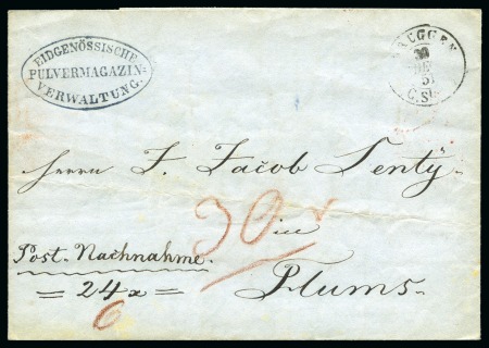 30. DEZ 1851: Unfrankierter Nachnahmefaltbrief mit