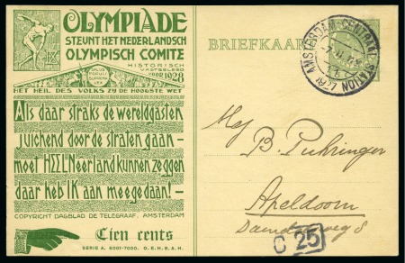 Stamp of Olympics » 1928 Amsterdam » Huygens Postal Stationery Cards (ordered by Series number) 1928 Amsterdam 5c official postal stationery card by Huygens (Serie A. 6001-7000), unused & used