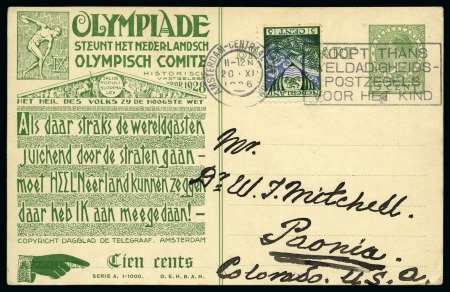 Stamp of Olympics » 1928 Amsterdam » Huygens Postal Stationery Cards (ordered by Series number) 1928 Amsterdam 5c official postal stationery card by Huygens (Serie A. 1-1000), used