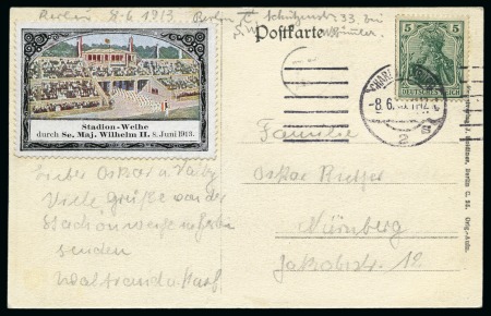 Stamp of Olympics » 1912-1916 Intervening Championships 1913 (Jun 8) Picture postcard of the stadium franked with 5pf