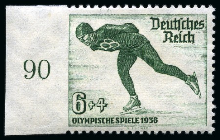 Stamp of Olympics » 1936 Garmisch-Partenkirchen 1936 Garmisch-Partenkirchen 6pf+4pf Ice Skate with variety imperf. at left