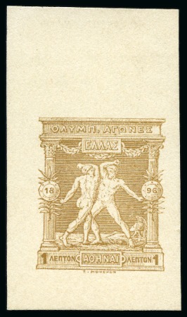 Stamp of Olympics » 1896 Athens 1896 1l Die proof from the original plate on carton in the issued colour