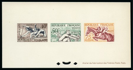 Stamp of Olympics » 1952 Helsinki FRANCE: 1952 Helsinki pair of imperf. blocs speciaux
