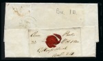 1840 Entire from Ballycastle to Ballymoney with 1840 1d black pl.1b strip of four 