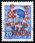 Stamp of Croatia 1941 Complete set of 15 values neatly used with Zagreb