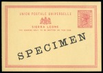 1884-1956 Postal Stationery: Collection of the UPU unused stationery incl. SPECIMENS