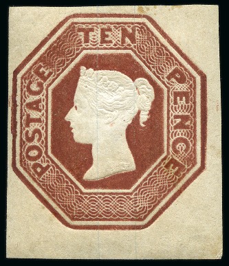 Stamp of Great Britain » 1847-54 Embossed 1853 10d Embossed deep brown (die 3WW) mint og