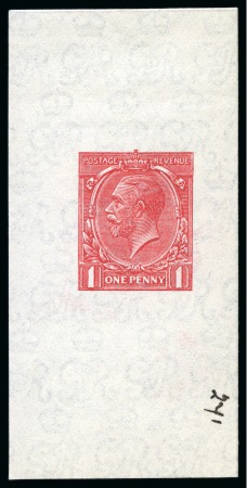 Stamp of Great Britain » King George V 1912 1d Die proof colour trial in red on Multiple Cypher wmk gummed paper