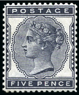 1880 5d Indigo pl.1. imprimatur line perf 14