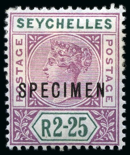 Stamp of Seychelles 1890-1967 Old-time collection on eight large hand-drawn pages incl. Specimens