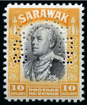 Stamp of Sarawak 1869-1963 Old-time collection on seven large hand-drawn pages incl. Specimens