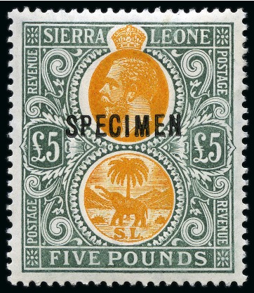 Stamp of Sierra Leone 1862-1963 Old-time collection on five large hand-drawn pages incl. Specimens