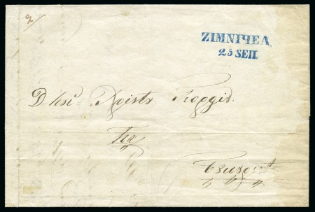 Stamp of Romania » Postal History » Wallachian Bilinear Cyrillic Handstamps ZIMNICEA: 1856 (25.9) Entire letter addressed to Hristo
