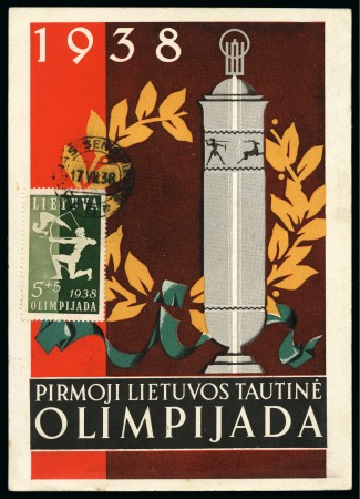 Stamp of Olympics » 1936-1940 Intervening Championships 1938 Lithuania First National Olympiad official postcard used