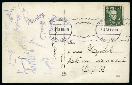 Stamp of Topics » Sport and Games » Football CZECHOSLOVAKIA: 1938 Postcard signed by the Czechoslovakia team