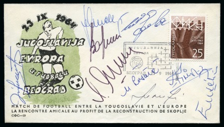 1964 "Skopje" Benefit Match: Printed envelope for the benefit match signed by the players