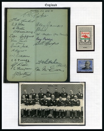 Stamp of Topics » Sport and Games » Football ENGLAND: 1863-1974, Collection of English Football, with autographs, programmes, postcards, etc.