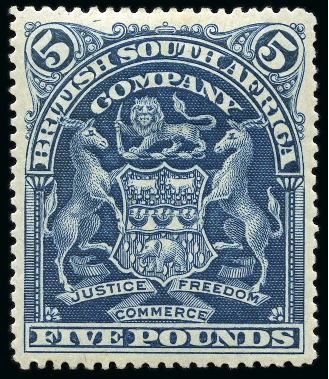 1898-1908 £5 Deep Blue mint large part og, very fine