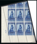 Stamp of Egypt » Commemoratives 1914-1953 1927 Statistical Congress, complete set of three, Royal oblique perforations in mint nh bottom left corner marginal plate blocks of four