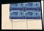 1947 25th International Exhibition of Fine Arts complete set of four, Royal oblique perforations in mint nh bottom left corner sheet marginal plate blocks of four