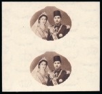 1938 King Farouk's 18th Birthday centre only in vertical imperforate pair,