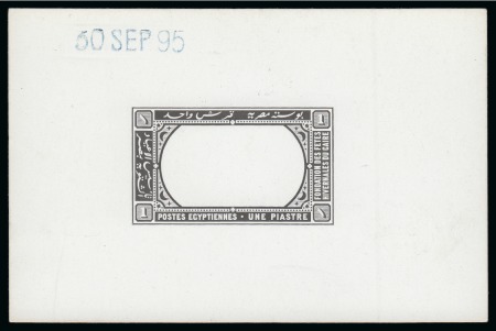 1895 Winter Festivals Foundation De La Rue die proof of the frame of the 1m in black on glossy card