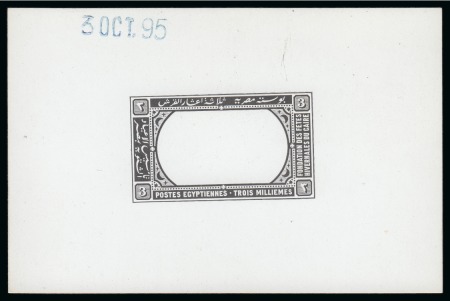 1895 Winter Festivals Foundation De La Rue die proof of the frame of the 3m in black on glossy card