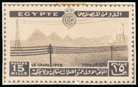 Stamp of Egypt » Commemoratives 1914-1953 1938 International Telecommunications Conference 15m enlarged photographic essay of the final handpainted essay in sepia on paper
