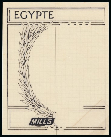 Stamp of Egypt » Commemoratives 1914-1953 1940 Child Welfare Issue group of three large essays in India ink on tracing paper showing different portions of the adopted design for the frame