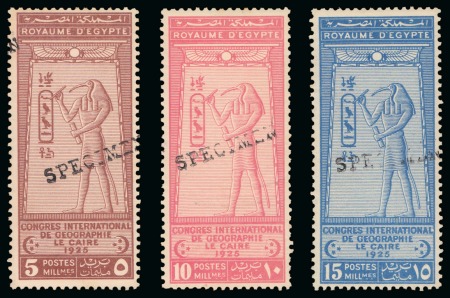 1925 International Geographical Congress complete set of three (from the first printing) with SPECIMEN overprints