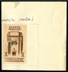 1936 15th Agricultural and Industrial Exhibition complete set of four with "SPÉCIMEN" specimen hs affixed to pieces of archive page from the Goa postal archive
