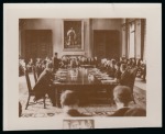 1936 Anglo-Egyptian Treaty group of five photographic essays showing different sizes of the conference table in sepia or blue