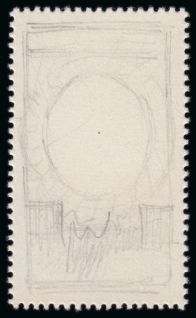 1938 18th International Cotton Congress group of four pencil sketches on stamp-size perforated carton