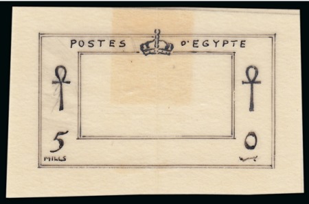 Stamp of Egypt » Commemoratives 1914-1953 1938 Birth of Farouk and Farida's First Child (unissued) group of three ink essays on tracing paper